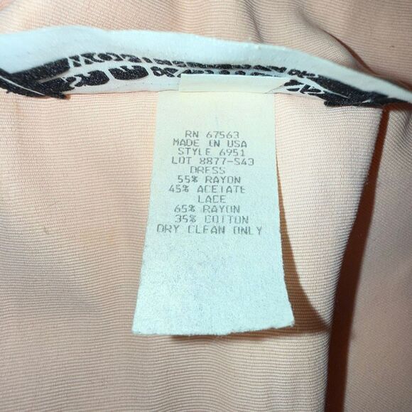 Vintage S.L. Fashions Peach Maxi Dress Size 20 – Statement Collar Lace Trim Full - Picture 15 of 16